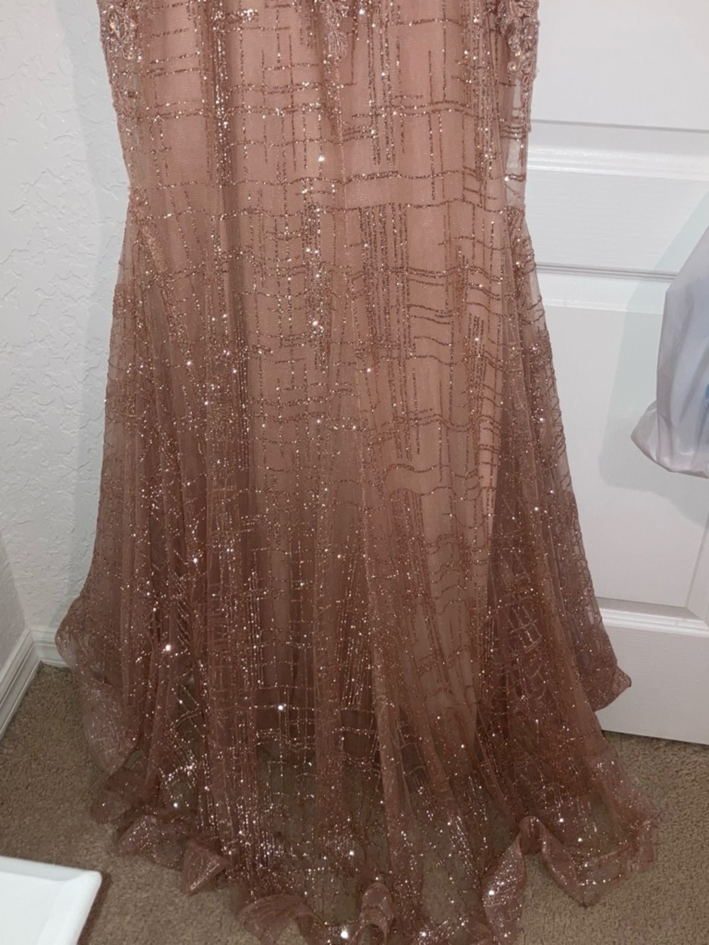 Sherri Hill Blush Rose Gold Sequin Maxi Gown